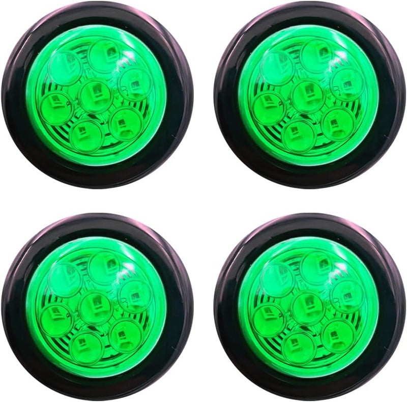 TONDASKY Pack of 4 2" Inch Green LED Light Round Clearance Lamps Side Marker Lights for Truck Trailer tractor Bus 12V - Image 1